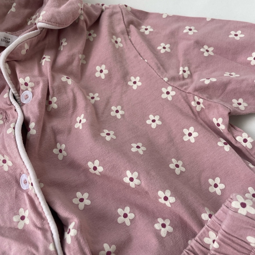 Mango Kids Pajama Top in Pink with White Flowers
